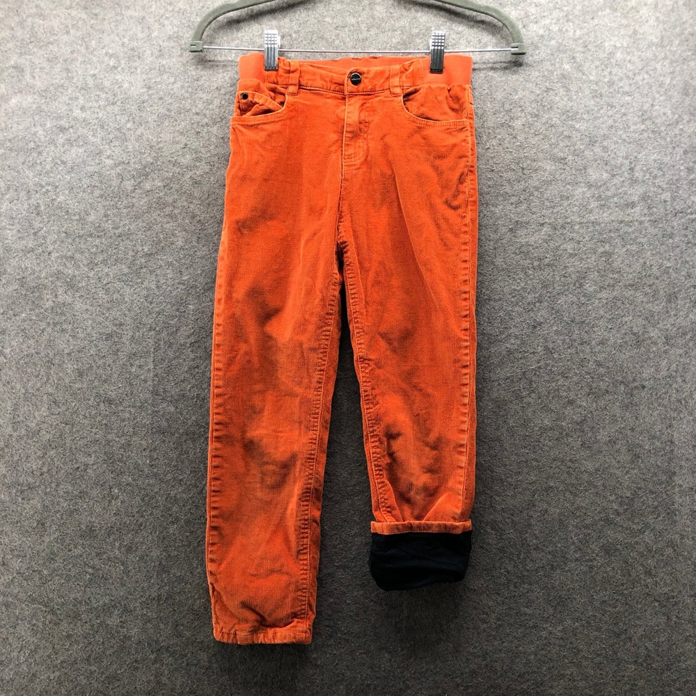 Jacadi Paris Boys Size 8 Fleece Lined Corduroy Pants Rust Orange Winter 128 cm